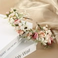 thumbnail image 3 of Austok Bride Baby Hair Band Floral Crown Handmade Sweet Hairband Simulation Flower Headband Women Girls Garland Headwear Hair Accessories Photo Props for Wedding Festival Party Decoration, 3 of 9