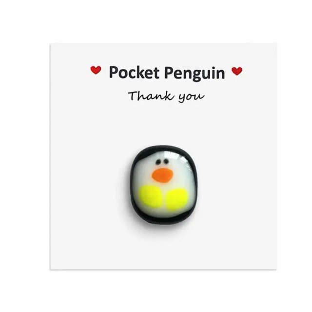 Adorno de abrazo de pingüino pequeño con tarjeta de mensaje pequeña, recuerdo de abrazo de pingüino 2023, estatuilla de pingüino 2023, pequeño bolsillo en miniatura acogedor