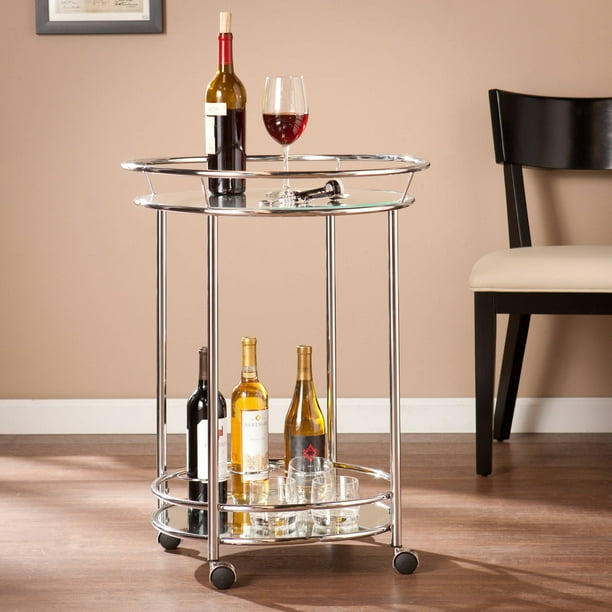 Crucio Rolling Glam Mini Bar Cart, Chrome by Ember Interiors Walmart