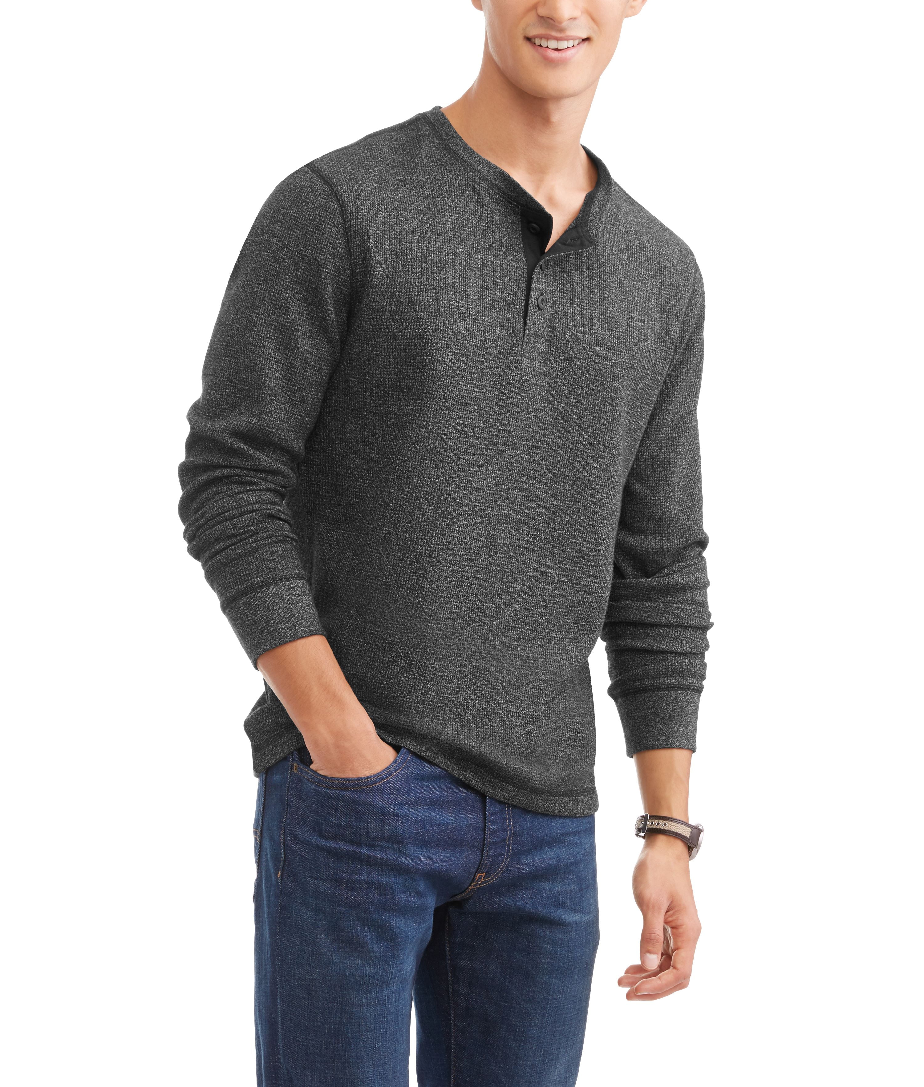 faded glory men's long sleeve thermal crew sweatshirt