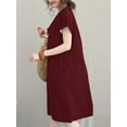 thumbnail image 4 of ZANZEA Women Short Sleeved Mid-Calf Dress V-Neck Dresses, 4 of 5