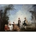 thumbnail image 2 of Watteau, Jean-Antoine 32x26 Black Ornate Wood Framed with Double Matting Museum Art Print Titled - An Embarrassing Proposition, 2 of 4