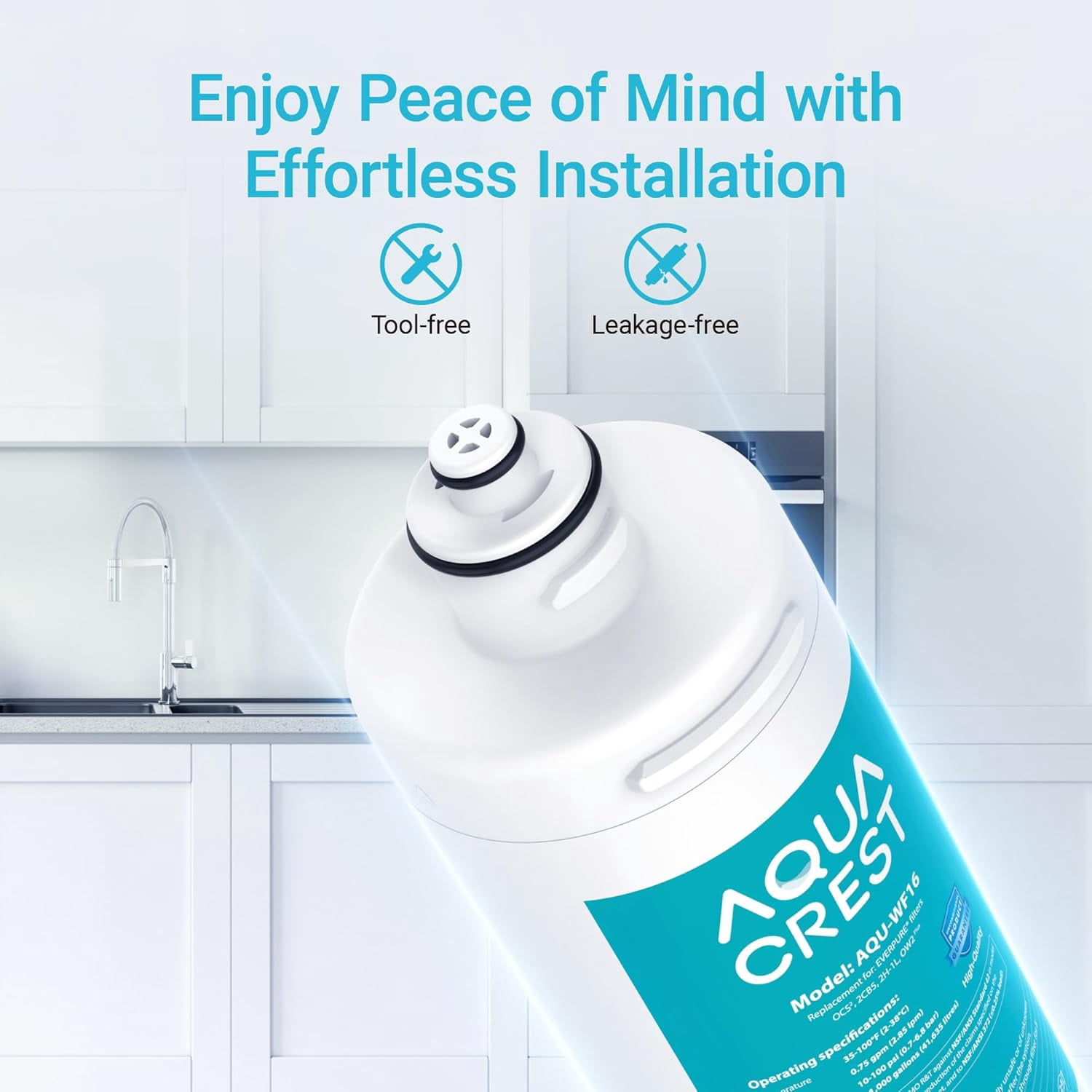 AQUA CREST OCS2 Under Sink Water Filter, Replacement for Everpure OCS2, 2CB5, 2H-L, 2CB-GW, ADC, OW2-Plus, EV9618-02, EV9634-26, EV9634-01, EV9617-05, Aquverse A100