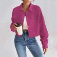 thumbnail image 4 of ZACPNCV Women's Winter Casual Jackets Long Sleeve Solid Color Lapel Cardigan Top Jacket Hot Pink, 4 of 6