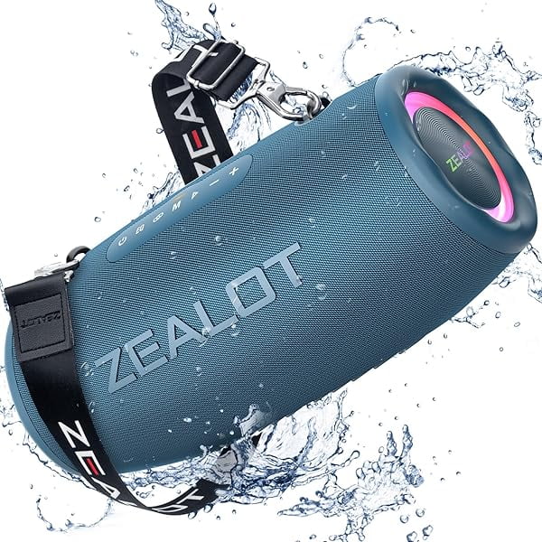 wonima11 80W Portable Bluetooth Speaker, Stereo Sound with Deep Bass,IPX6 Waterproof, LED Light,Bluetooth 5.2, Indoor/Outdoor Speaker for Party, Gathering, Pool, Camping,Travel (Black)