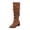 Brown, variant on Purcolt Mid-Calf Boots for Womens Vintage Trendy Ruched Pointed Toe Block Heel Booties Comfort Casual Non-Slip Pull-on Western Cowgirl Boots