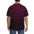 thumbnail image 3 of Rateoe Dark Purple Glitter Pattern Men's Short Sleeve Classic Shirt, Casual Short-Sleeved Shirt, Lightweight Summer Shirt, Cuban Collar Shirt,Button-Front Shirt-Medium, 3 of 5