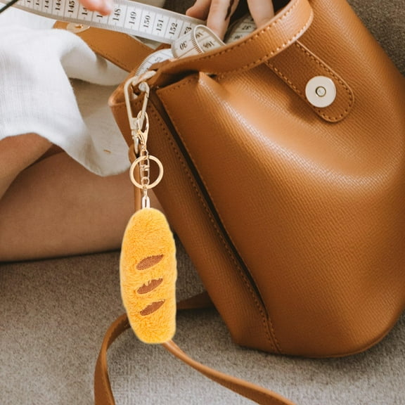 Worgeous Kawaii Stuffed Plush Bread Keychain Vivid Food Pendant Keychain for Backpack Cute Bread Keychain Handbag Hanging Adornment