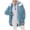 Blue-1, variant on Winter Coat for Women Fuzzy Fleece Jackets Cute Ears Hooded Sherpa Color Block Patchwork Zip Up Cardigan Outerwear