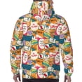 thumbnail image 7 of Picia Retro Summer Stamp Pattern Casual Men's Hoodie - Lightweight Hooded Sweatshirt with Kangaroo Pocket, Comfortable Pullover for Everyday, Travel-Medium, 7 of 7