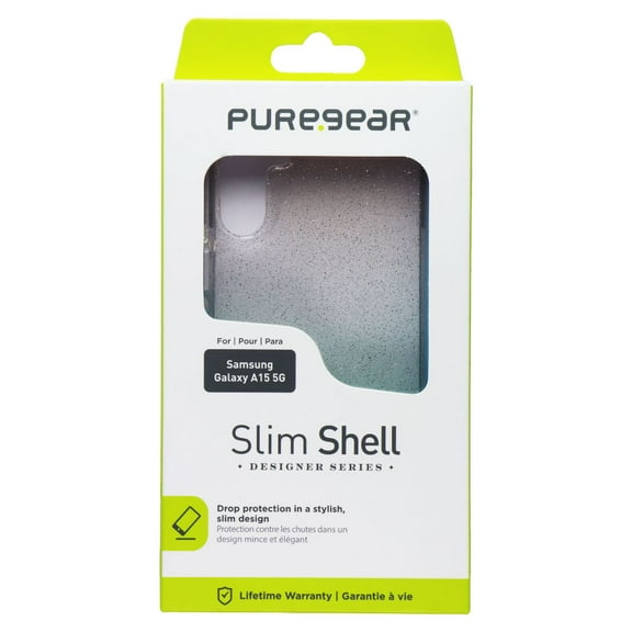 PureGear Slim Shell Designer Series Case for Galaxy A15 5G - Clear Glitter