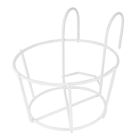 Uxcell 5  Round Iron Planter Hanging Basket Rack Stand Flowerpot Holder  White