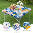 thumbnail image 4 of Decorative floral elastic table cover with fitted hem, designed for standard 36x36 inch outdoor dining tables, 4 of 6