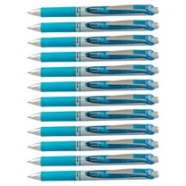 EnerGel Deluxe Retractable Liquid Gel Pen, Medium Line, Metal Tip, Sky Blue , Box of 12 (BL77-S)