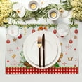 thumbnail image 3 of Christmas Placemats Set of 4, 12x18 Inch Xmas Gnome Gingerbread Winter Snowflakes Red Plaid Washable Cotton Linen Table Place Mats for Holiday Party Kitchen Dining Decoration, 3 of 6
