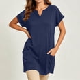 thumbnail image 2 of LIaqionyy Womens Plus Size Tunic Tops V Neck Short Sleeve Casual Summer Long T Shirts with Pockets S-5XL, 2 of 6