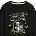 thumbnail image 3 of Instant Message - Skeleton Resting My Bones At the Tomb - Toddler & Youth Long Sleeve Graphic T-Shirt, 3 of 6