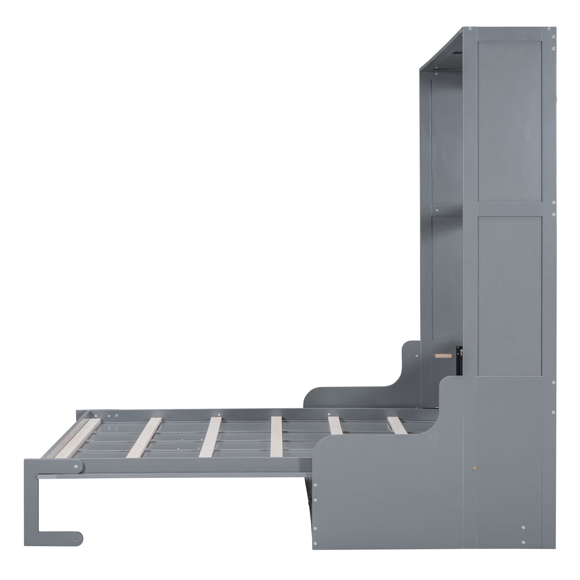 Mintazer Queen Size Murphy Bed with Sofa, Modern Foldable Wall Bed with Cushions for Bedroom Apartment Guest Room, Gray
