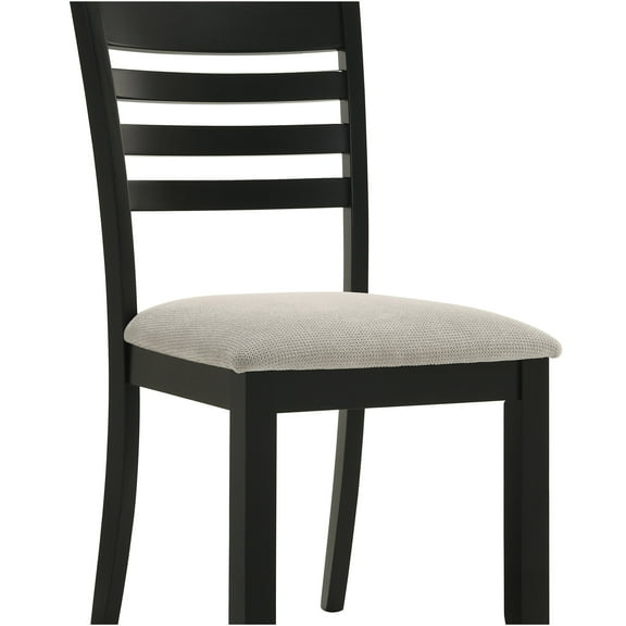 JERFIT 2-Pack Modern Ladder Back Dining Chairs with Upholstered Seats, Wooden Legs for Kitchen, Dining Room, Black and Gray