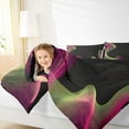 thumbnail image 4 of Feelyou Teens Abstract Ombre Full Size Comforter Sets, Green Pink Striped Bedding Comforter Set, Chic Modern Artwork Reversible Bedding Sets, Luxury Bedroom Decor, 3pcs, 4 of 8