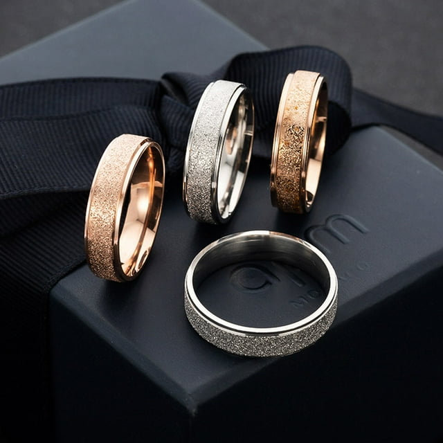 Baohd Ring Personalized Sparkling Matte Surface Rings Decoration Jewelry Gift Dressing Up for Wedding Party Daily Working Silver 4MM