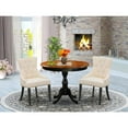 thumbnail image 2 of AMFL3-BCH-21 - Kitchen Table and 2 Blue Linen Fabric Chairs - Black Finish, 2 of 2