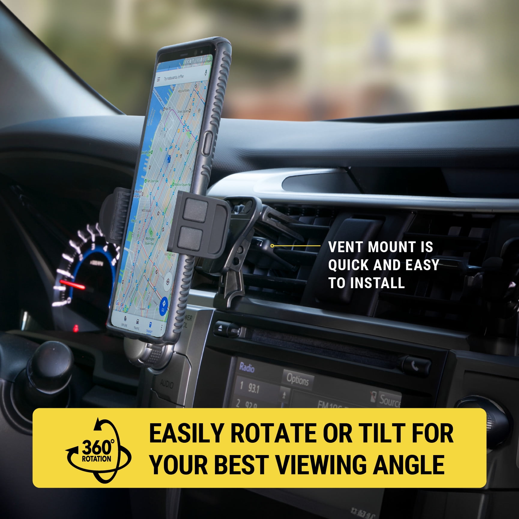 Scosche Universal 3-in-1 Vent/Windshield/Dashboard Suction Cup Window/ Vent Mount Black HDVM