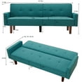 thumbnail image 5 of Aukfa 75" Linen Futon Convertible Sofa Bed for Home Office, Wooden Legs, Tufted Back, Blue, 5 of 10