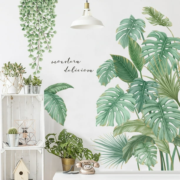 Vinilos Decorativos Hojas, Vinilos Decorativos Plantas Verdes, Vinilos Decorativos Plantas Hojas Verdes Tropicales, Vinilos Decorativos Hojas Grandes Vinilos Decorativos, para Dormitorio, Salón, Come TUNC Sencillez