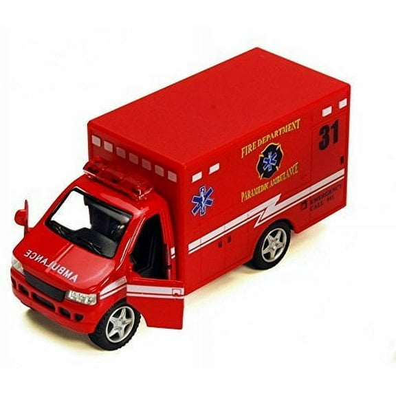 Rescue Team Fire Dept. Ambulance, Red - Kinsmart 5259D - 5' Diecast Model Toy Car by Kinsmart