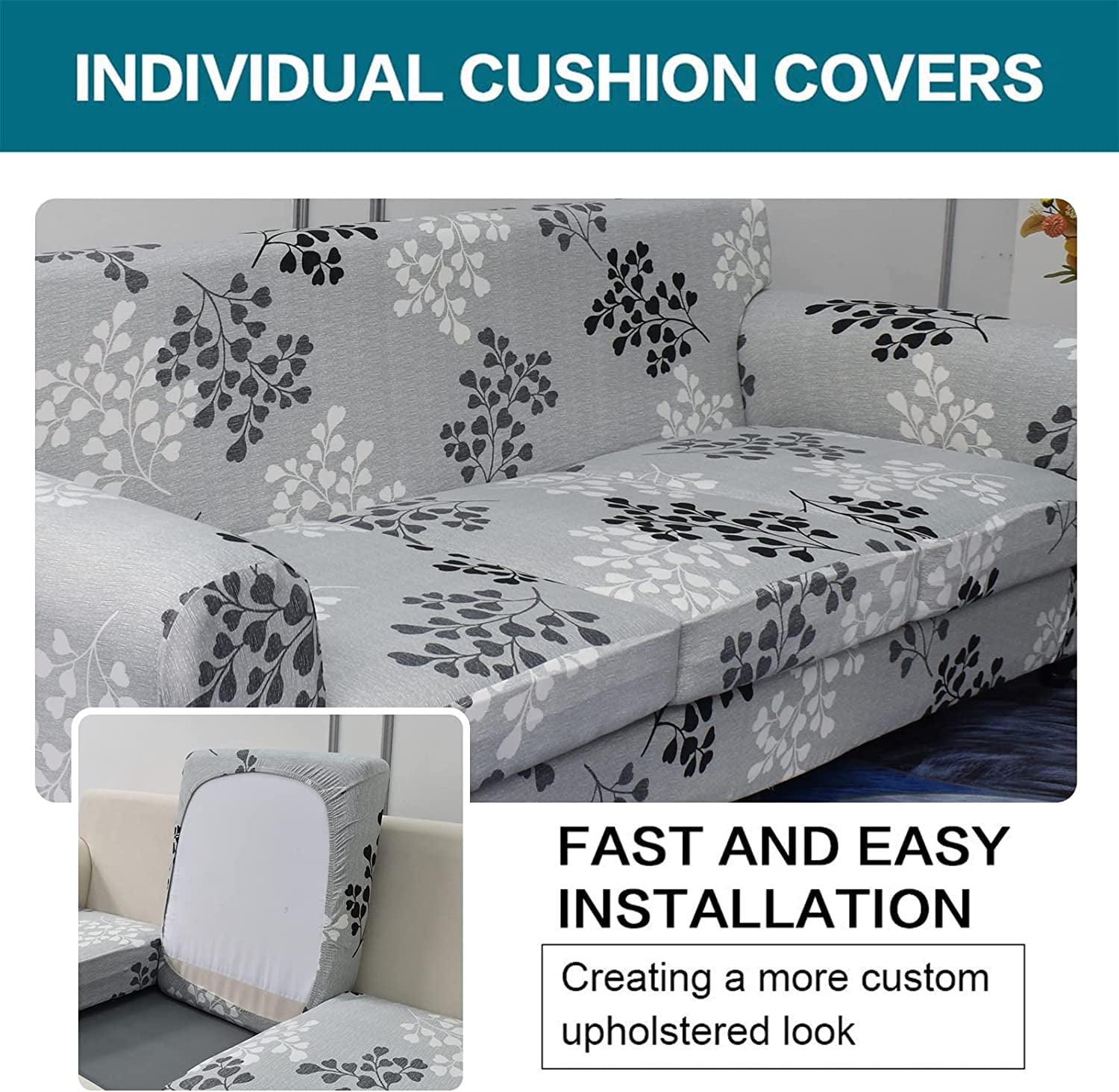 CHUNTIAN 2 Piece Chair Covers Printed Sofa Covers Couch Covers Washable Armchair Sofa Couch Slipcover Furniture Protector with Elastic Bottom for Living Room (Armchair, 20), Small