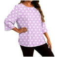 thumbnail image 2 of Mifsaly Plus Size Womens Tops Polka-Dot 3/4 Sleeve Oversized Tshirts Office Going Out Summer Blouse Dressy Casual Fall Fashion Clothing XXXXL, 2 of 6