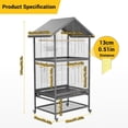 thumbnail image 3 of Royalbelle 65.7 Inch Large Black Bird Cage for Parrots, Rolling Flight Cage with Shelf, 3 of 7