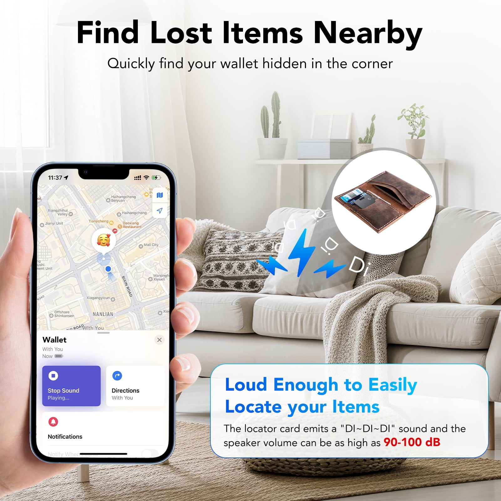 Wallet Tracker Card 2Pack, Bluetooth Tracker with Apple Find My(iOS Only), Rechargeable Thin Smart Card Wallet Finder, Item Finder for Luggage/Passport/Phone/Keys, IP68 Waterproof Black, FCC Approved