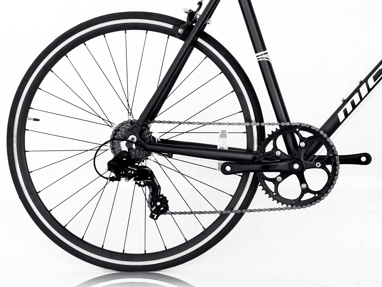 Wonder Wheels Road Bike 700C 53Cm Aluminum Frame Matte Black, Shimano Tx-35 7 Speed Alloy Black Rims, Black Spokes 700C*1.5*14G*32H Tire: Black, - Matte Black & Black