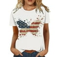 thumbnail image 1 of Camisetas de manga corta con cuello redondo para mujer, informales, de verano, con estampado de bandera, camisetas básicas, blusas Pompotops  hkajfhjk465626, 1 of 5
