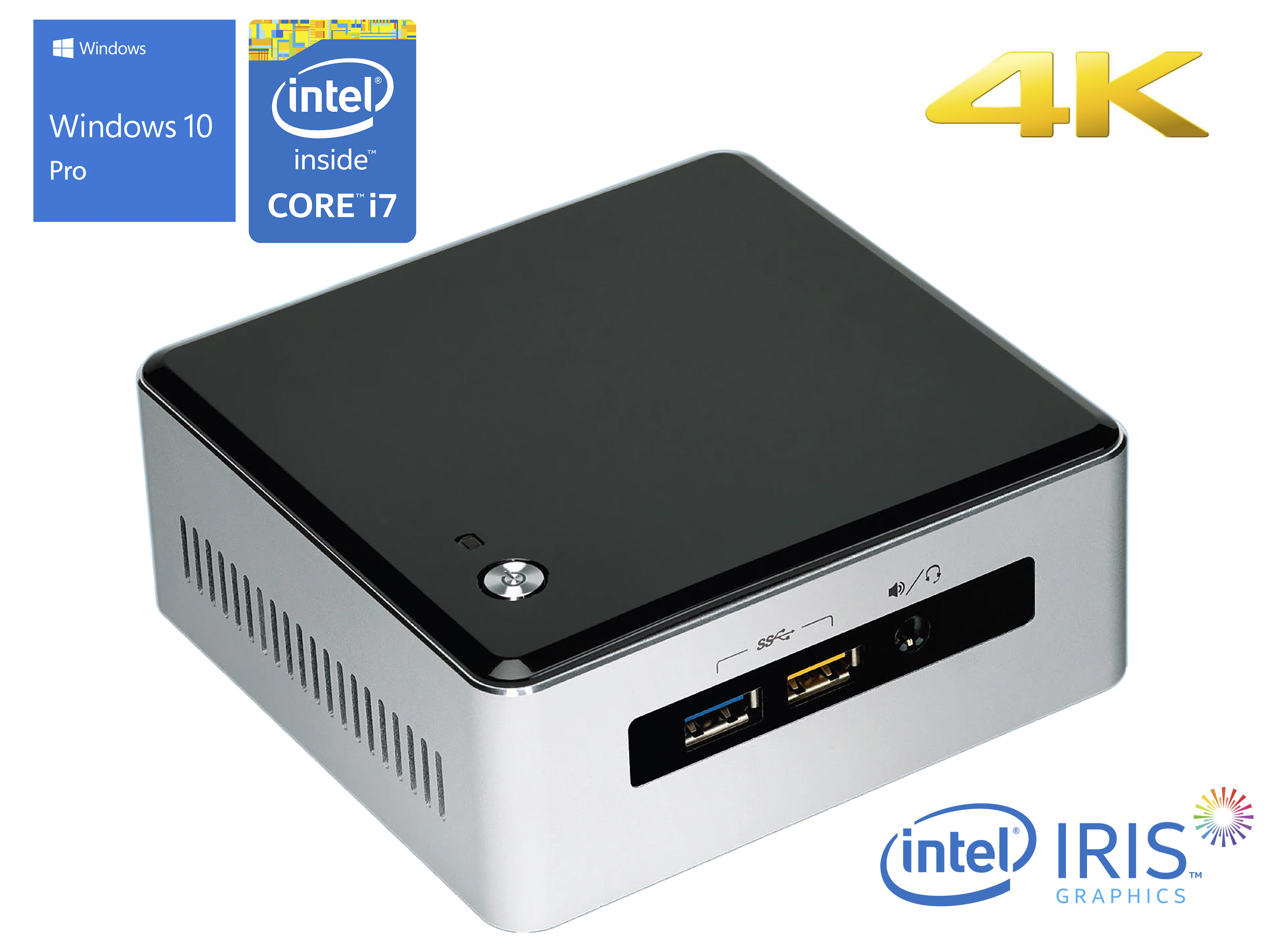 Intel NUC5i7RYH Mini PC, Intel Core i7-5557U Upto 3.40GHz, 16GB RAM, 2TB NVMe SSD + 1TB HDD, Mini HDMI, Mini DisplayPort, Wi-Fi, Bluetooth, Windows 10 Pro - image 2 of 6