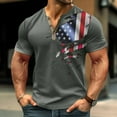 thumbnail image 2 of Men's Independence Day Flag Print T-Shirt, Oversized Casual Short Sleeve Top for Festive Events and Daily Wear ,Army Green L, 2 of 5