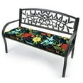thumbnail image 2 of Jordan Manufacturing 57" x 18.75" Black Floral Rectangular Outdoor Settee Swing Bench Cushion with Ties, 2 of 10