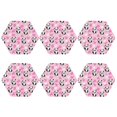 thumbnail image 2 of Honeii Funny Panda Draws A Heart Print Leather Coaster Set of 6, Ideal for Safeguarding Your Furniture from Drinks Spills and Effortless Cleanup,Hexagon, 2 of 7