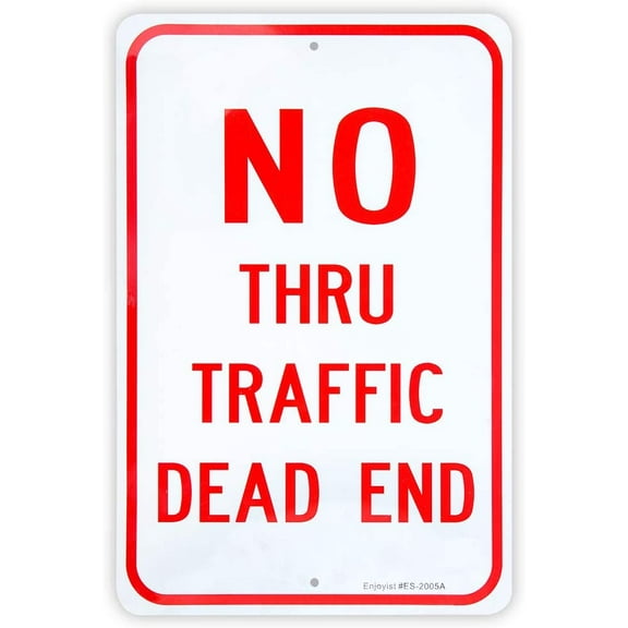Large No Thru Traffic Sign, Dead End Sign, 18"x 12"Aluminum Reflective Sign Rust Free Aluminum-UV Protected and Weatherproof