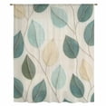 thumbnail image 2 of Teal Green Leaf Sheer Curtains 54 Inches Long, Farmhouse Vintage Middle Century Textured Light Filering Curtains, Breathable Simi Curtain Privacy Drapes for Kitchen Bathroom Small Window Treatment, 2 of 9