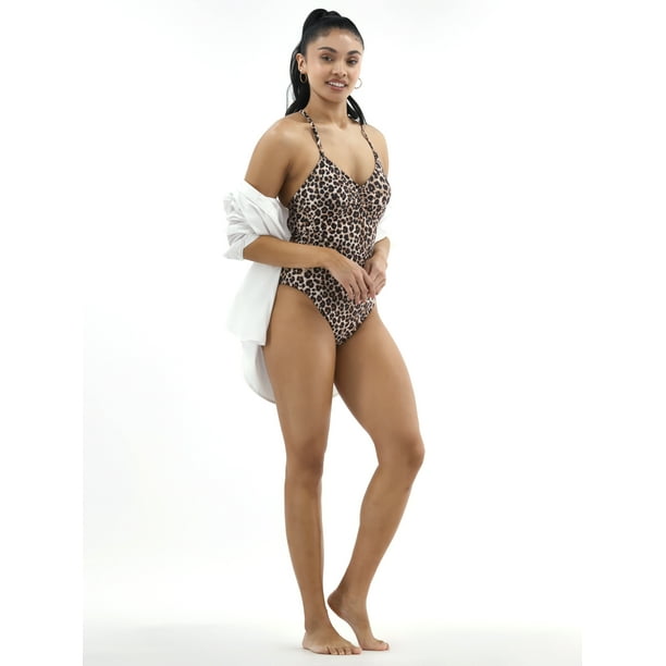No Boundaries Cheetah Print One Piece Swimsuit, Sizes XXS -XXL