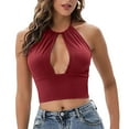 thumbnail image 2 of Staki Womens Tank Top Women Built-in Bra Tank Tops Sleeveless Casual Shirts Racerback Ribbed Fitted Tank Tops(Red,L), 2 of 6
