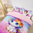 thumbnail image 3 of Erosebridal Cute Unicorn Girls Queen Duvet Cover Set,Pink Butterflies Kawaii Stars Print Bedding For Kids,Reversible Pink 3-Piece,No Comforter, 3 of 6