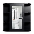 thumbnail image 3 of Ktaxon Wooden Bathroom Medicine Cabinet with Mirror Door & 8 Shelves, Wall Mounted Storage Organizer, Black, 3 of 9