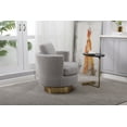 thumbnail image 6 of 360 Degree Swivel Accent Chair with Removable Cushions, Teddy Round Barrel Armhair with Gold Stainless Steel Base, Modern Reading Chair for Bedroom, Living Room, Office, Grey, 6 of 7