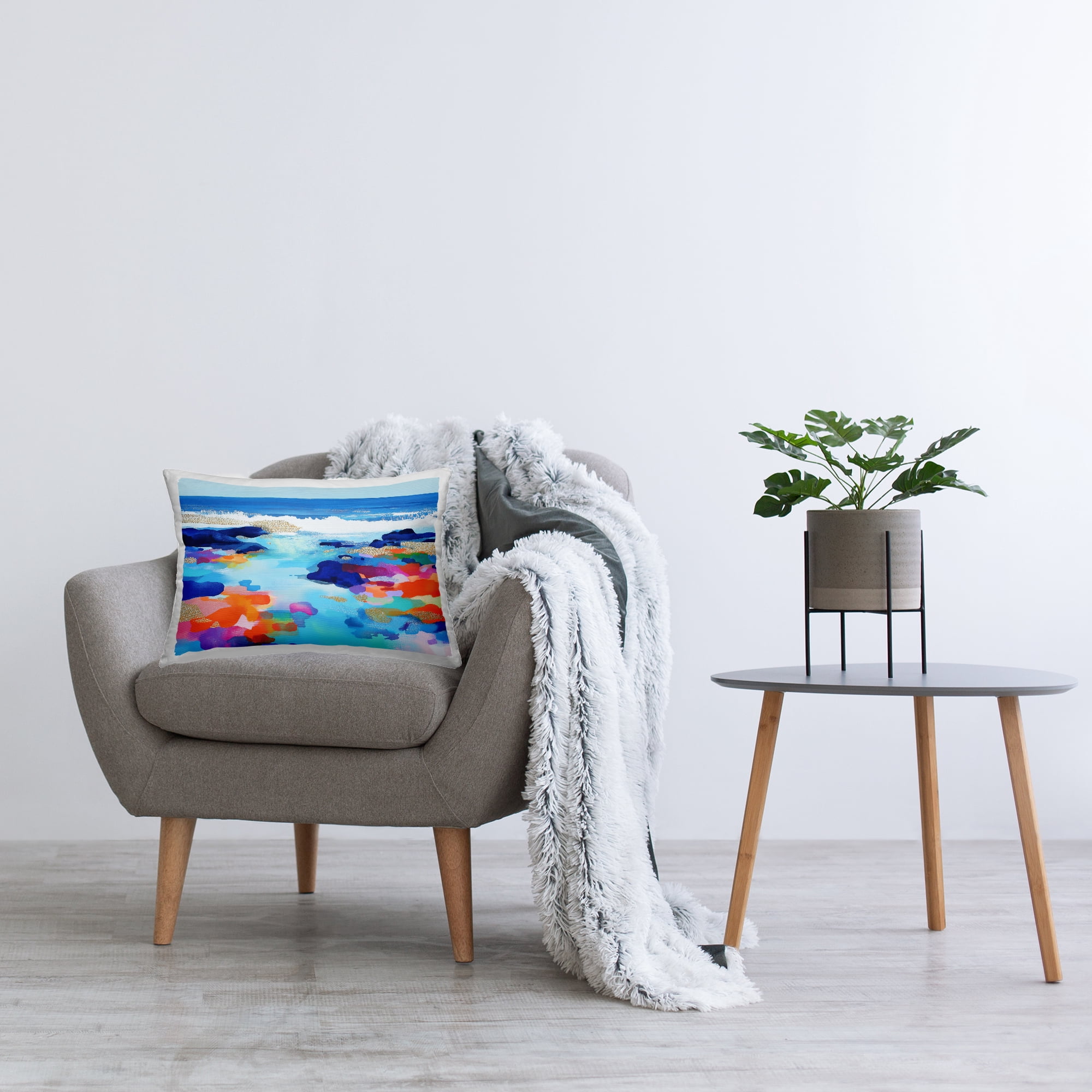 Stupell Industries Coastal Pools Overlay Abstraction Decorative Printed Throw Pillow, design by Chromatic Storm Studio, 14 x 7 x 20