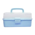 thumbnail image 1 of yuksok 3 Layer Storage Box Folding Tool Box with Handle Art Crafts Case Sewing Supplies blue, 1 of 9