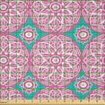 thumbnail image 2 of Ambesonne Abstract Fabric by the Yard Microfiber, Ornamental Round Motifs, 3 Yards, Dark Seafoam Pink, 2 of 2
